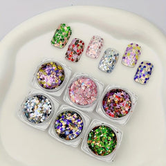 6 Colors Glitter Heart Shaped Nail Sequin