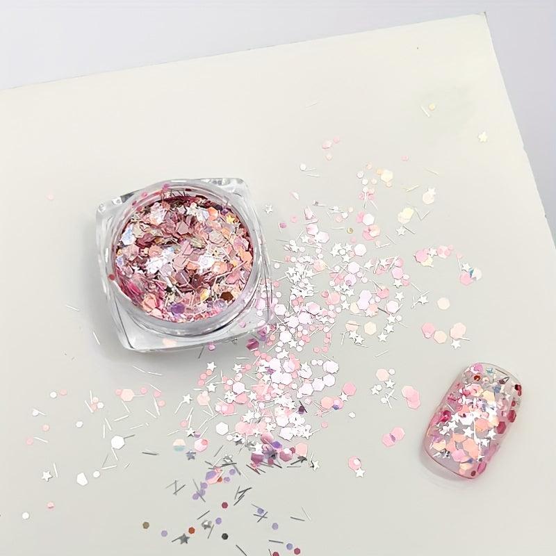 6 Colors Glitter Heart Shaped Nail Sequin