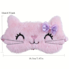 Cat Eye Cover Anime Sleep Mask Plush Travel Rest Sleeping Aid Eyepatch