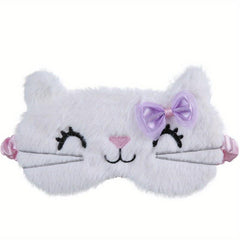 Cat Eye Cover Anime Sleep Mask Plush Travel Rest Sleeping Aid Eyepatch