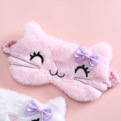Cat Eye Cover Anime Sleep Mask Plush Travel Rest Sleeping Aid Eyepatch