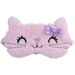 Cat Eye Cover Anime Sleep Mask Plush Travel Rest Sleeping Aid Eyepatch