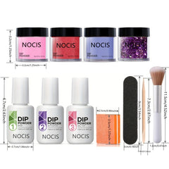 Temperature Changing Dip Powder Nail Kit - 4 Red Glitter Colors