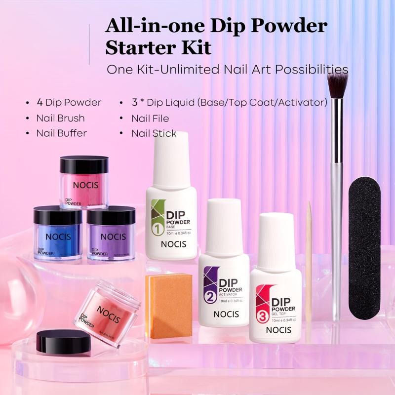 Temperature Changing Dip Powder Nail Kit - 4 Red Glitter Colors