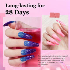 Temperature Changing Dip Powder Nail Kit - 4 Red Glitter Colors