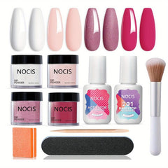 Dip Powder Nail Kit 4 Pastel Colors Spring Set with Essential Liquid