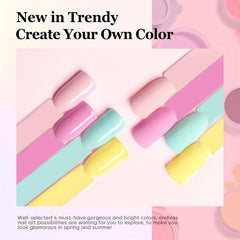 Dip Powder Nail Kit 4 Pastel Colors Spring Set with Essential Liquid