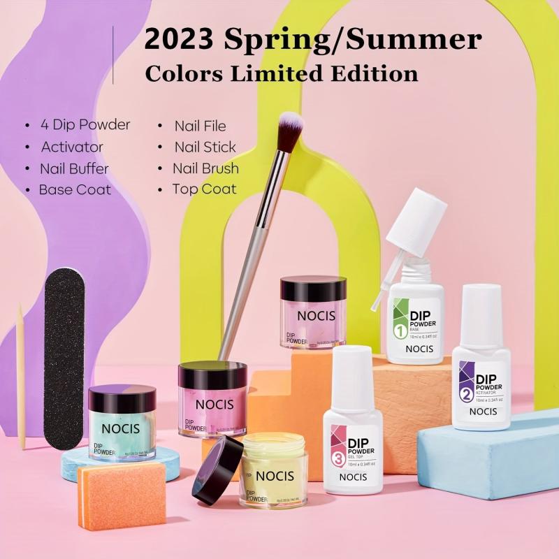 Dip Powder Nail Kit 4 Pastel Colors Spring Set with Essential Liquid