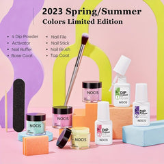 Dip Powder Nail Kit 4 Pastel Colors Spring Set with Essential Liquid