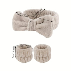3 pack Microfiber Coral Fleece Headband and Wristband Set for Women