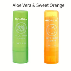2pcs Orange Aloe Lip Balm Moisturizing Hydration Smooth Fine Lines