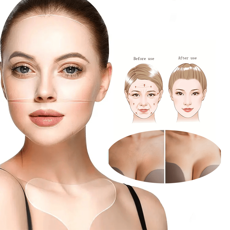3pcs Reusable Face Chest Pads Set Silicone Wrinkle Smoothing Patches