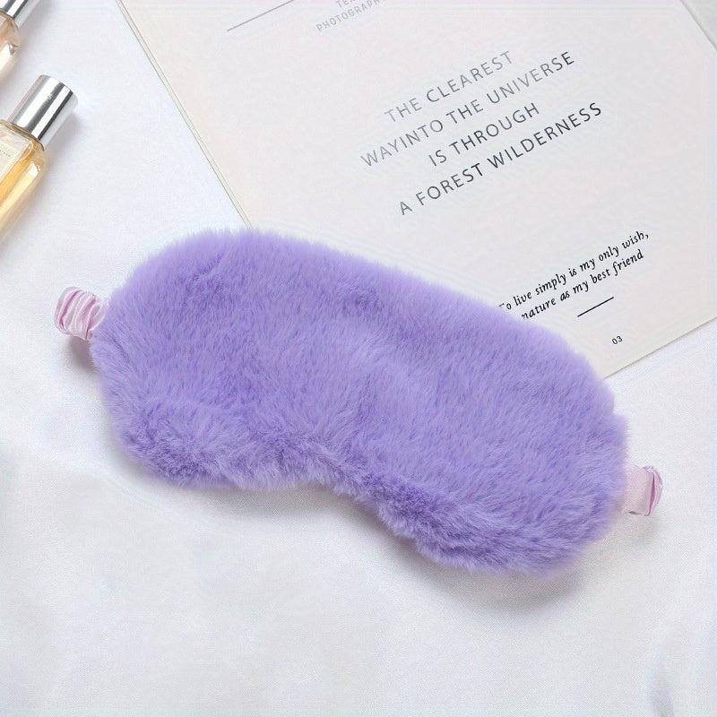 Plush Eye Cover Purple Soft Blackout Eyeshade For Sleeping
