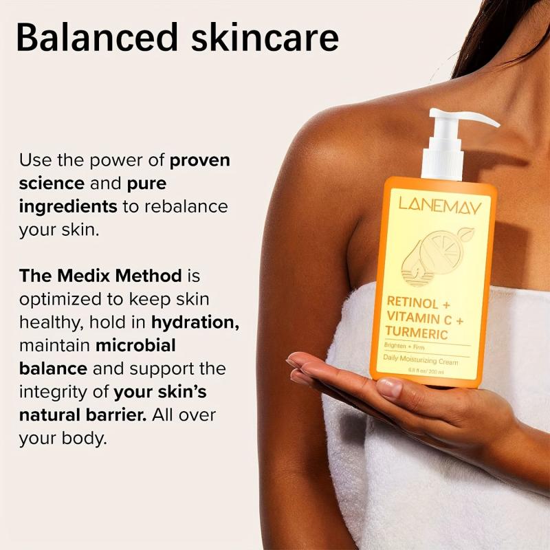 Moisturizing Body Cream 200ml with Retinol Vitamin C Turmeric Lactic Acid