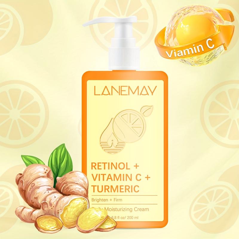 Moisturizing Body Cream 200ml with Retinol Vitamin C Turmeric Lactic Acid
