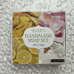 4PCS Skin Cleansing Soap Set Gift Set Deep Cleansing Rose, Ginger, Coconut, Lemo
