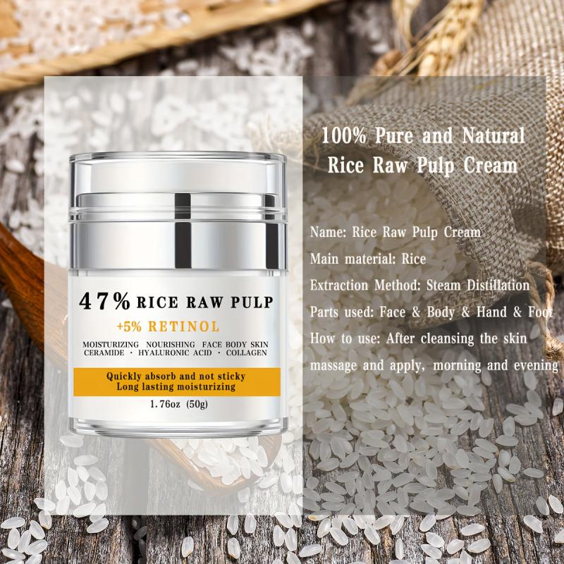 Natural Rice Raw Pulp Cream Long Lasting Moisturizing For Face Body Hand Foot