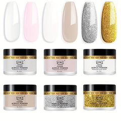 6pcs Nail Extensions Crystal Acrylic Powder Set for Home Salon Use