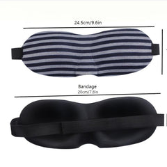 Grey Striped 3D Eye Mask Sleeping Blackout Business Trip Eye Mask