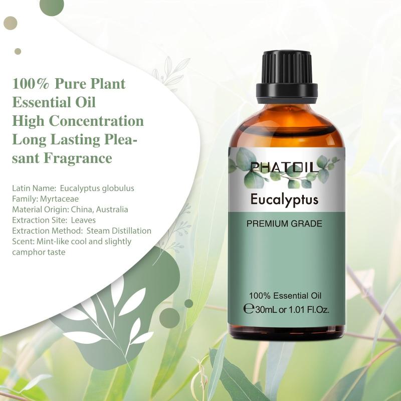 30ml Eucalyptus Essential Oil w/ Glass Dropper for Aromatherapy Diffusers