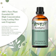 30ml Eucalyptus Essential Oil w/ Glass Dropper for Aromatherapy Diffusers