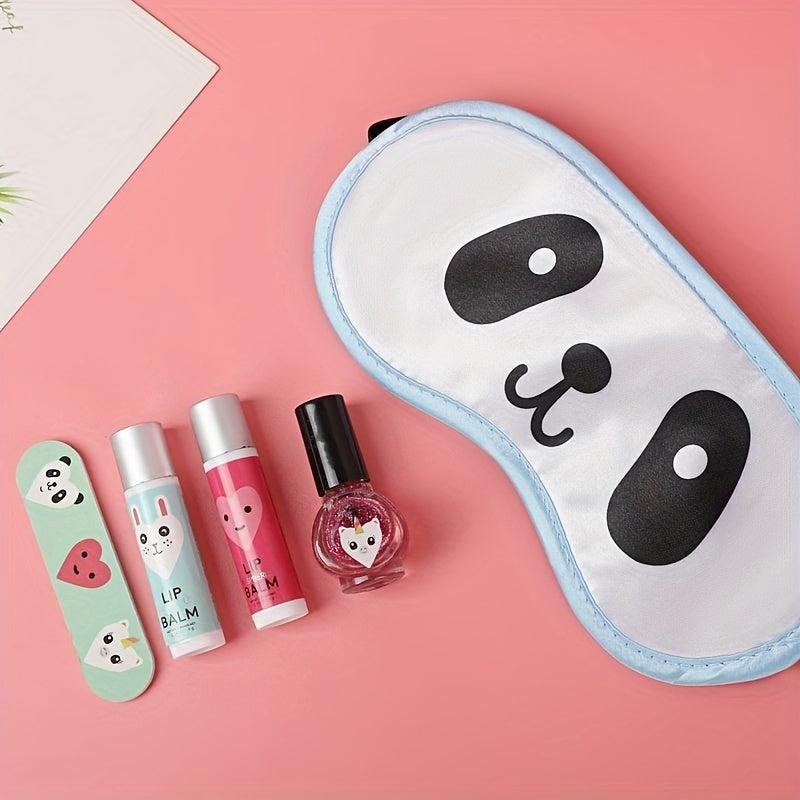 5pcs Travel Eye Mask Lipstick Nail Polish Nail Repair Tool Set