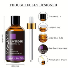 Lavender Essential Oil 30ml - 100% Pure Aromatherapy for Body & Diffusers