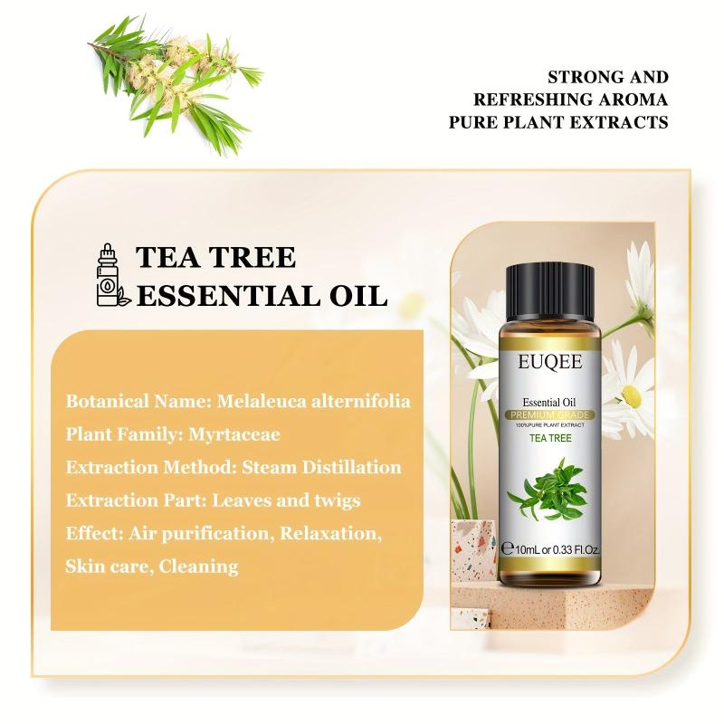 100% Pure Tea Tree Essential Oil 10ml for Diffusers Aromatherapy Massage Bath