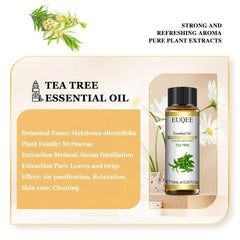 100% Pure Tea Tree Essential Oil 10ml for Diffusers Aromatherapy Massage Bath