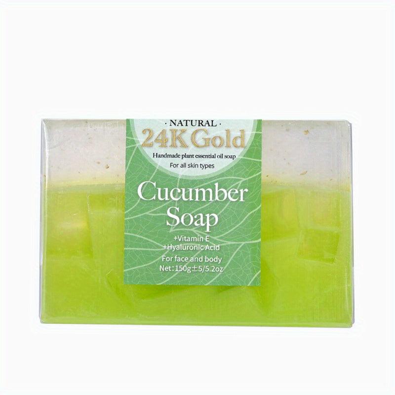 24K Golden Foil Cucumber Soap 150g Hyaluronic Acid Essential Soap