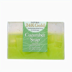 24K Golden Foil Cucumber Soap 150g Hyaluronic Acid Essential Soap