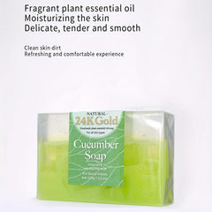 24K Golden Foil Cucumber Soap 150g Hyaluronic Acid Essential Soap