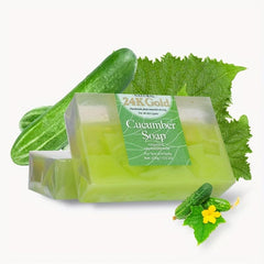 24K Golden Foil Cucumber Soap 150g Hyaluronic Acid Essential Soap