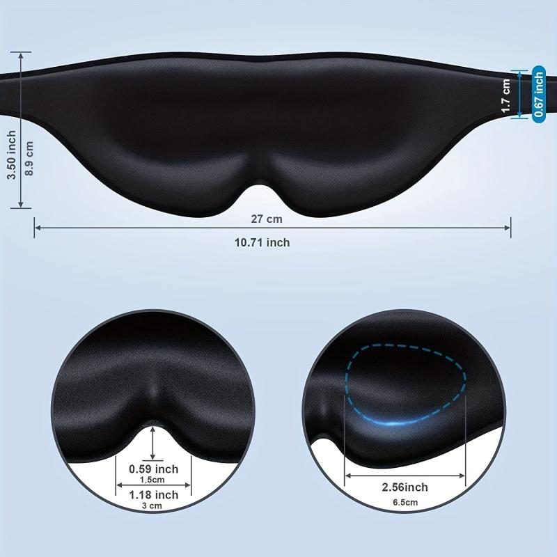 3D Contoured Sleep Mask for Men Women Adjustable Blindfold Eyeshade