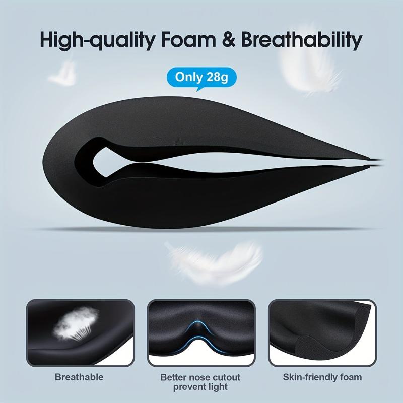 3D Contoured Sleep Mask for Men Women Adjustable Blindfold Eyeshade