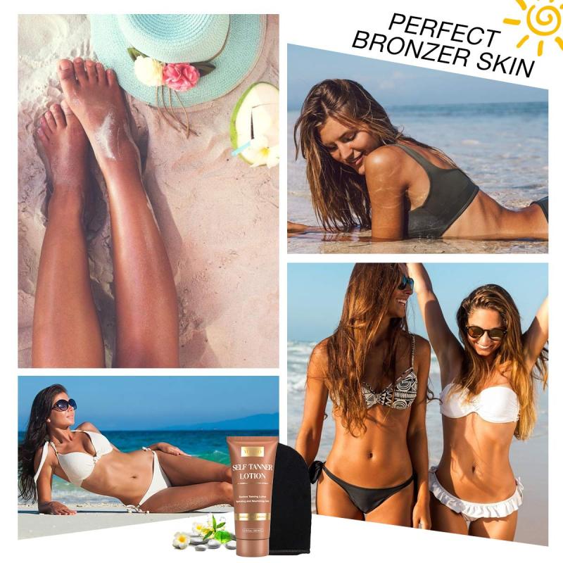 Organic Self Tanner Set with Tanning Mitt - Sunless Tanning Lotion