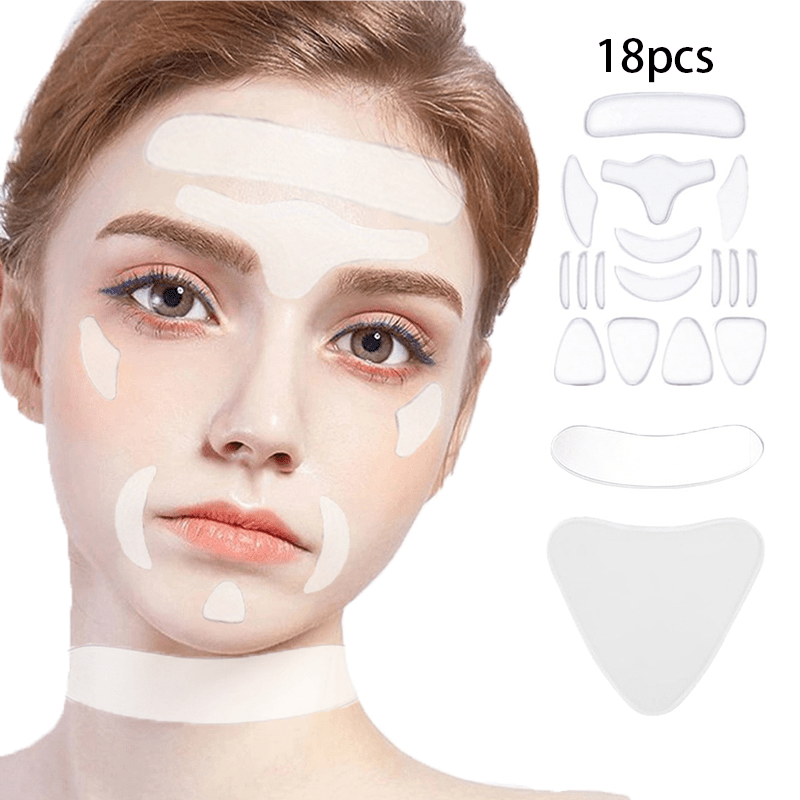 18pcs Silicone Wrinkle Diminishing Pad Face Neck Hand Care Patch