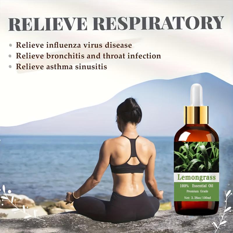Lemongrass Essential Oil 100% Pure & Natural Care Hair Skin Massage Diffusers