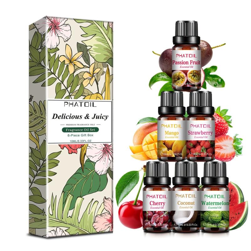 6pcs 10ml Fruity Essential Oil Set Passion Mango Strawberry Cherry