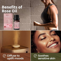 Rose Essential Oil 10ml Aromatherapy Massage Nourishes Skin Soothes Body