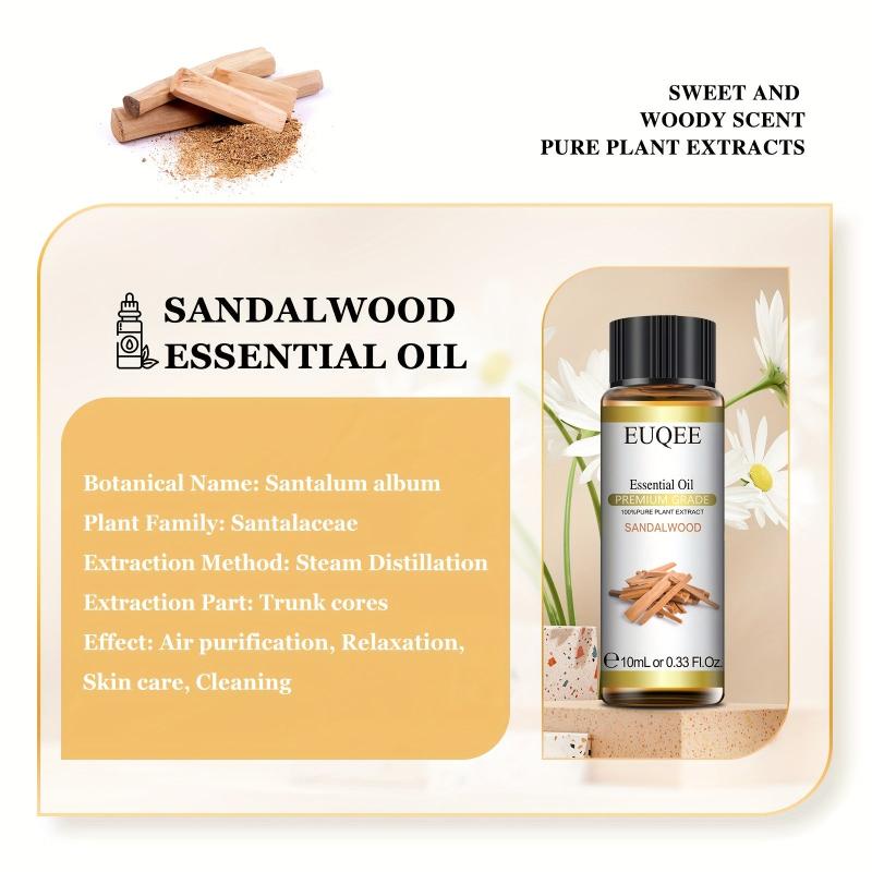 100% Natural Sandalwood Essential Oil 10ml - Aromatherapy for Diffusers, Massage