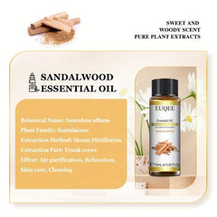 100% Natural Sandalwood Essential Oil 10ml - Aromatherapy for Diffusers, Massage