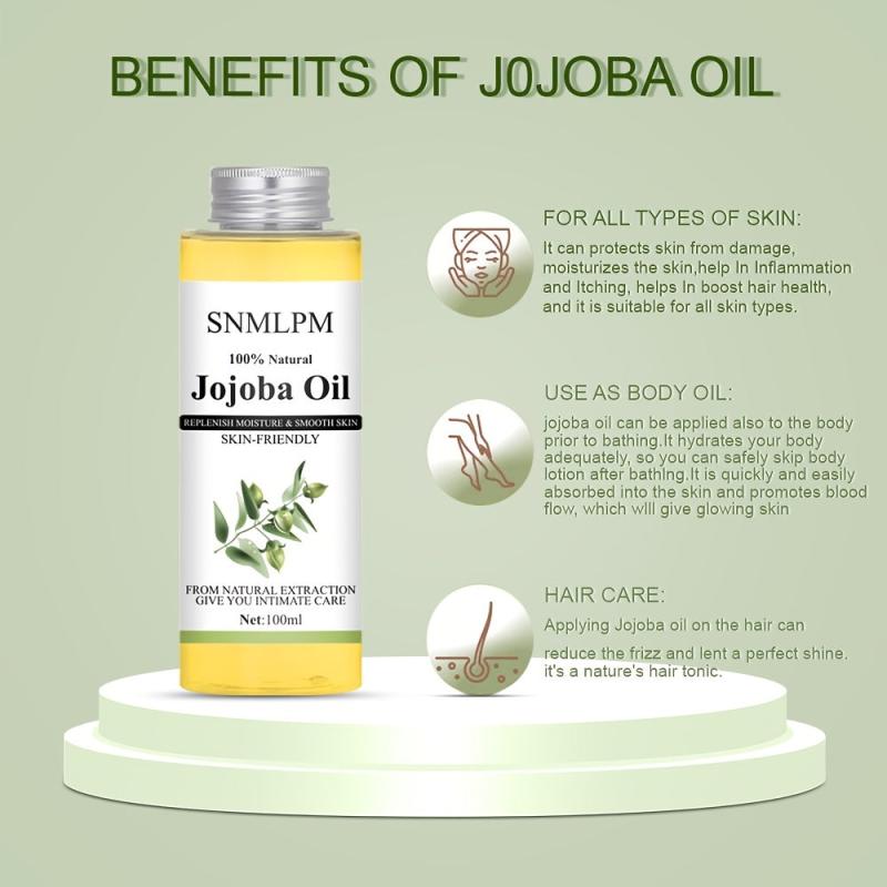 Organic Jojoba Essential 100% Pure & Natural Jojoba Moisturizer for Face & Body