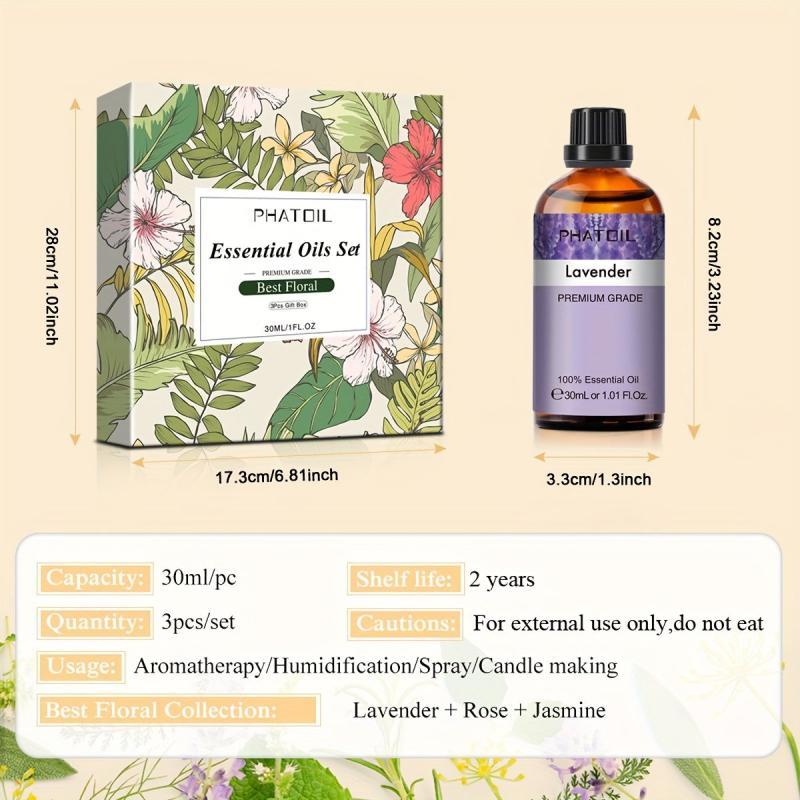 3pcs 30ml Essential Oil Set for Diffusers Aromatherapy Massage Bath