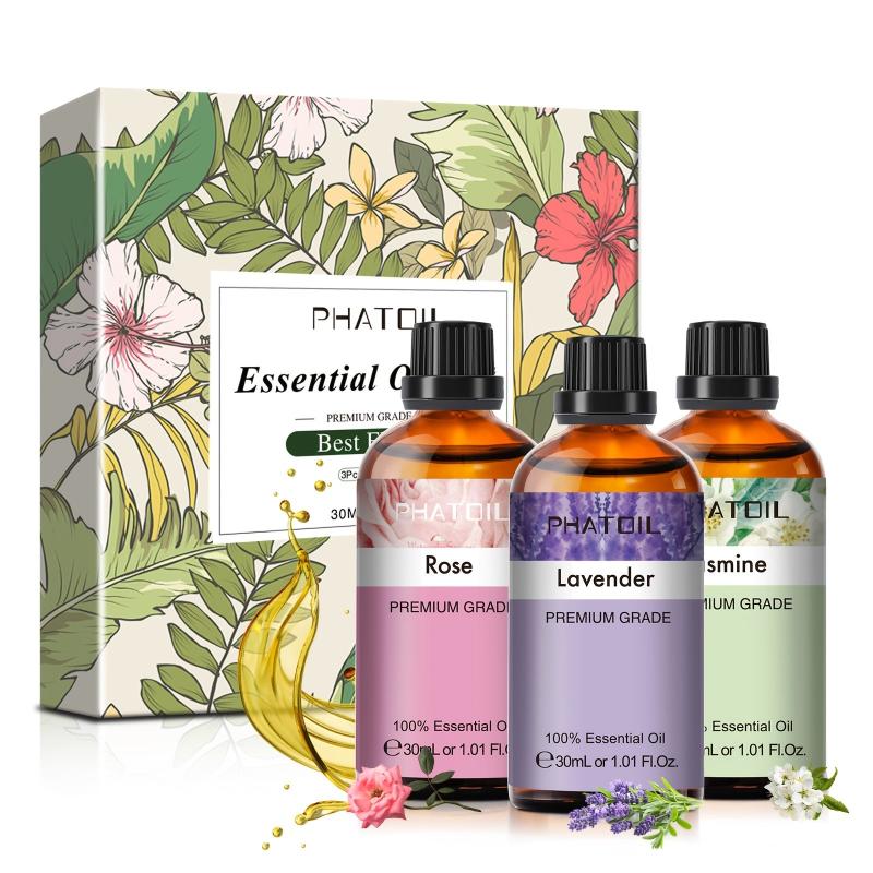 3pcs 30ml Essential Oil Set for Diffusers Aromatherapy Massage Bath