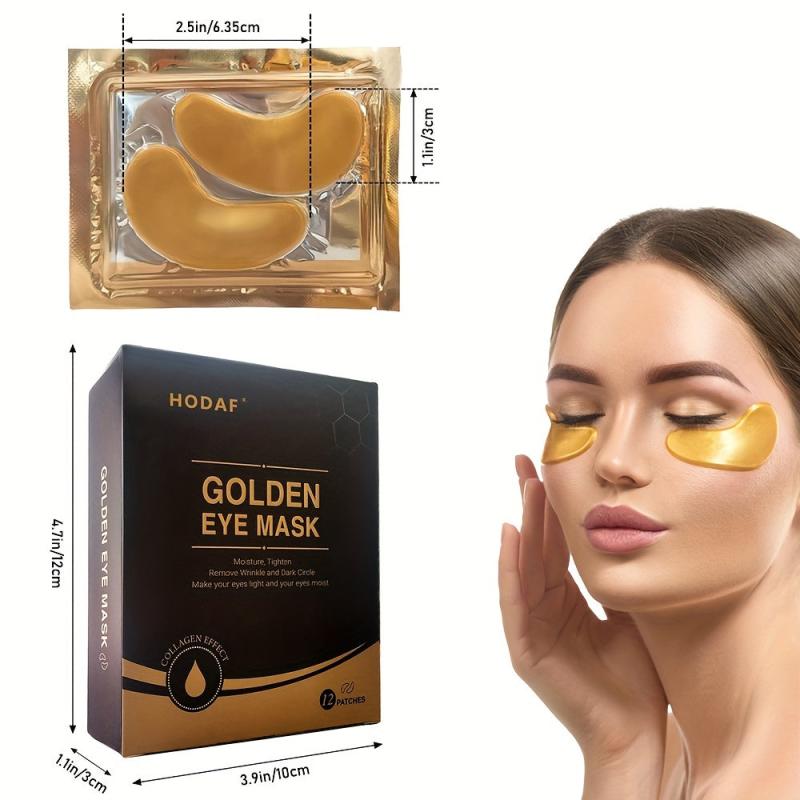 12 Pairs Golden Eye Mask Gel Pads with Collagen Gel