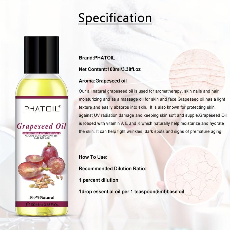 100ml Grape Seed Carrier Oil for Diffusers Humidifier Aromatherapy