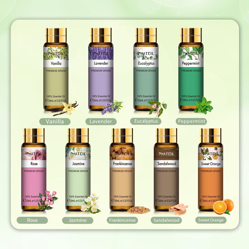 9pc 10ml Essential Oil Set - Aromatherapy for Diffusers & Humidifiers