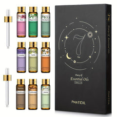 9pc 10ml Essential Oil Set - Aromatherapy for Diffusers & Humidifiers