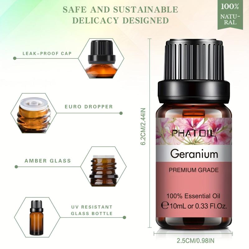 10ml Geranium Essential Oil 100% Pure Natural Aromatherapy Oil